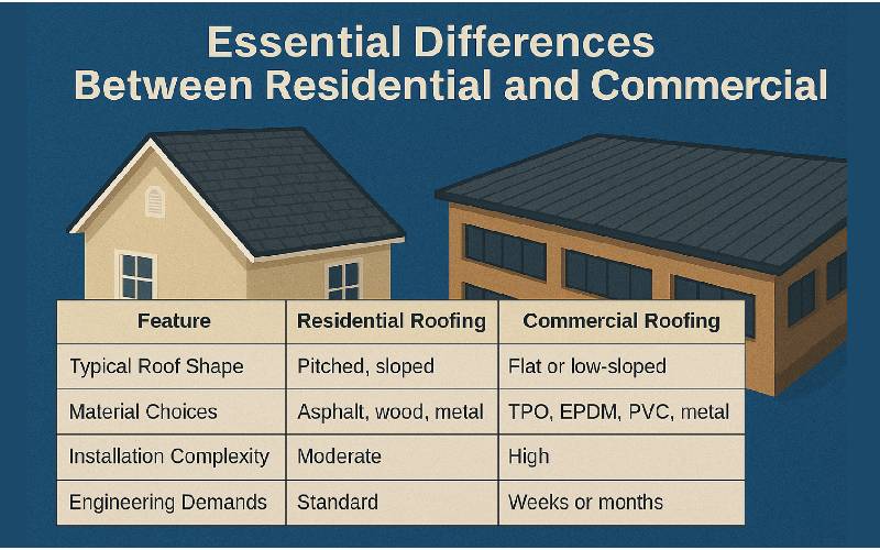 Essential Differences Between Residential and Commercial Roofing