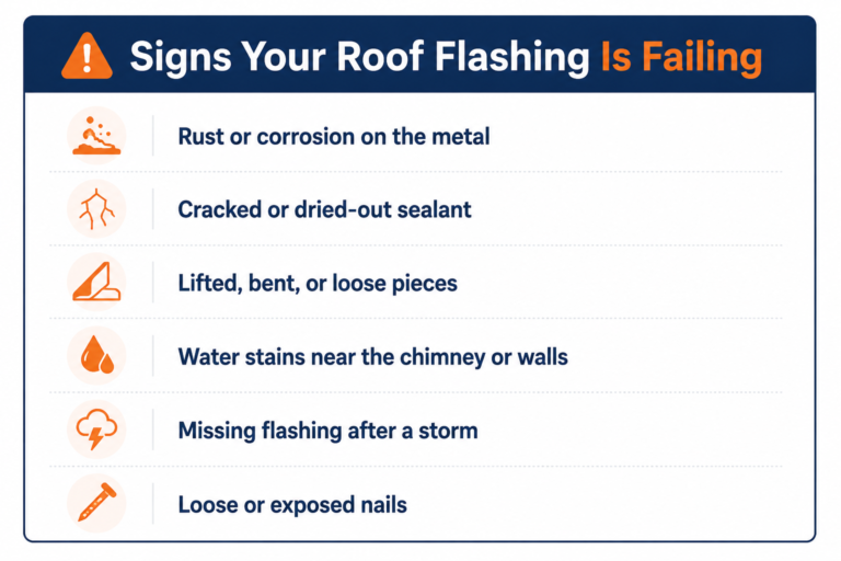 Signs of roof flashing damage