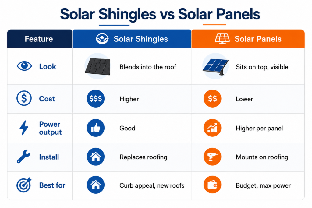 Solar shingles vs solar panels comparison