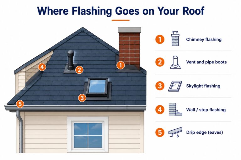 Where flashing goes on your roof