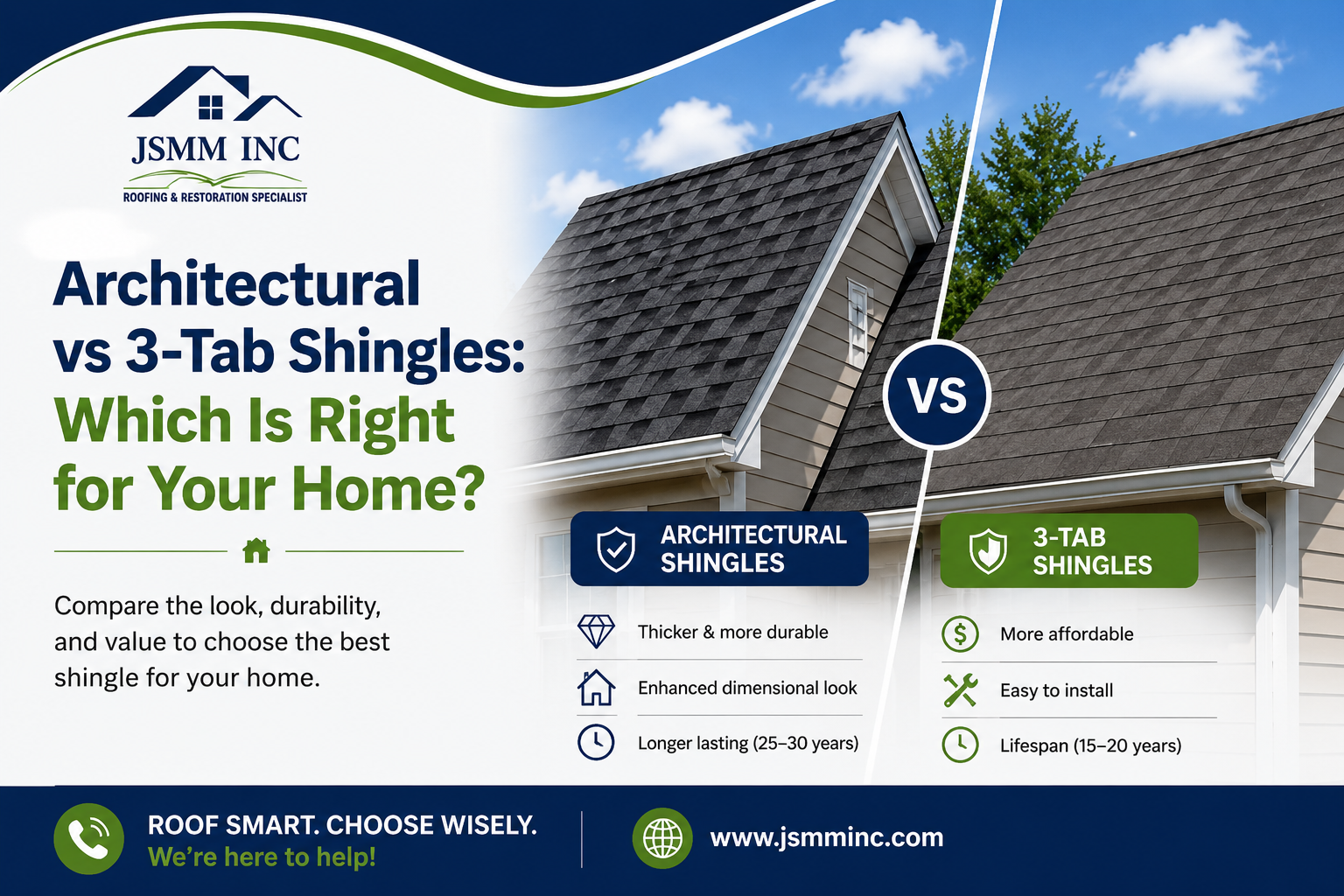 Architectural vs 3-Tab Shingles